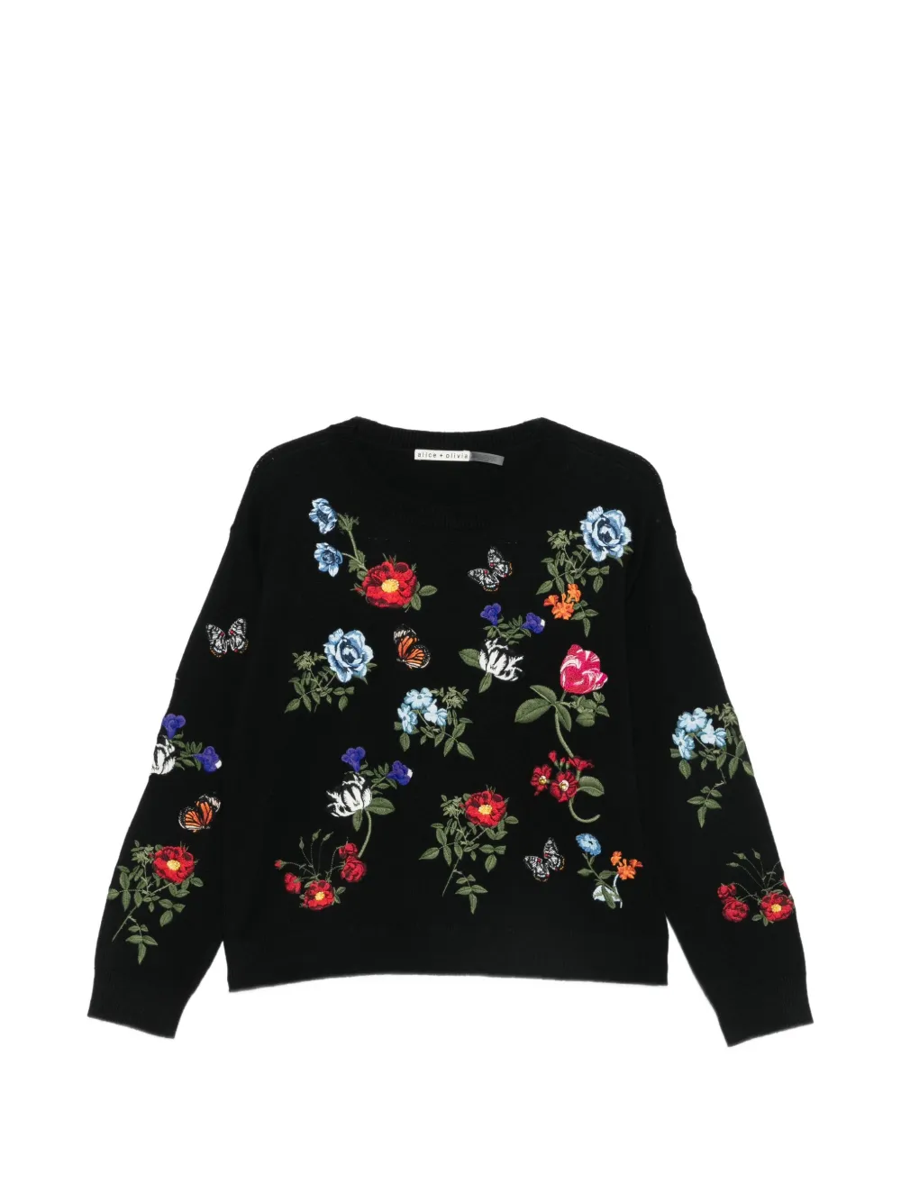 alice + olivia floral-embroidered sweater - Schwarz
