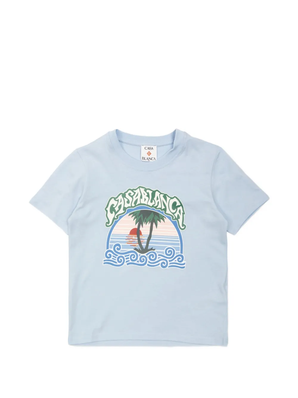 CASABLANCA KIDS palm tree-print T-shirt Blauw