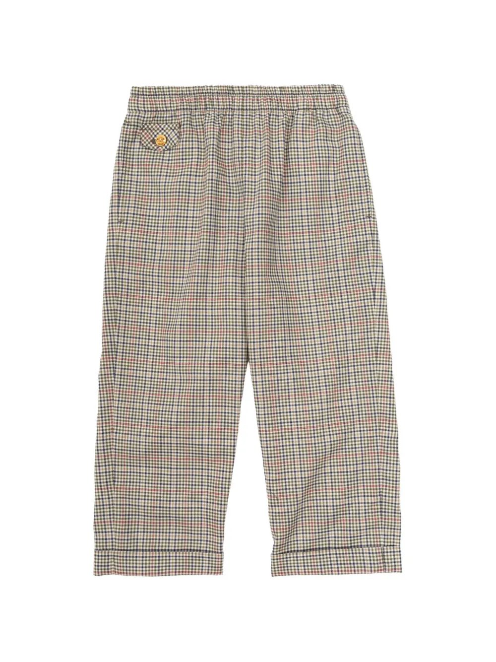 Versace Kids plaid-patterned Medusa-button trousers Bruin