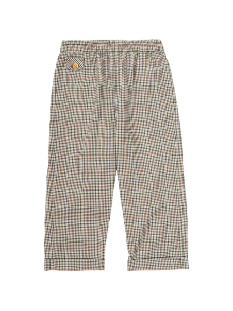 Versace Kids plaid-patterned Medusa-button trousers