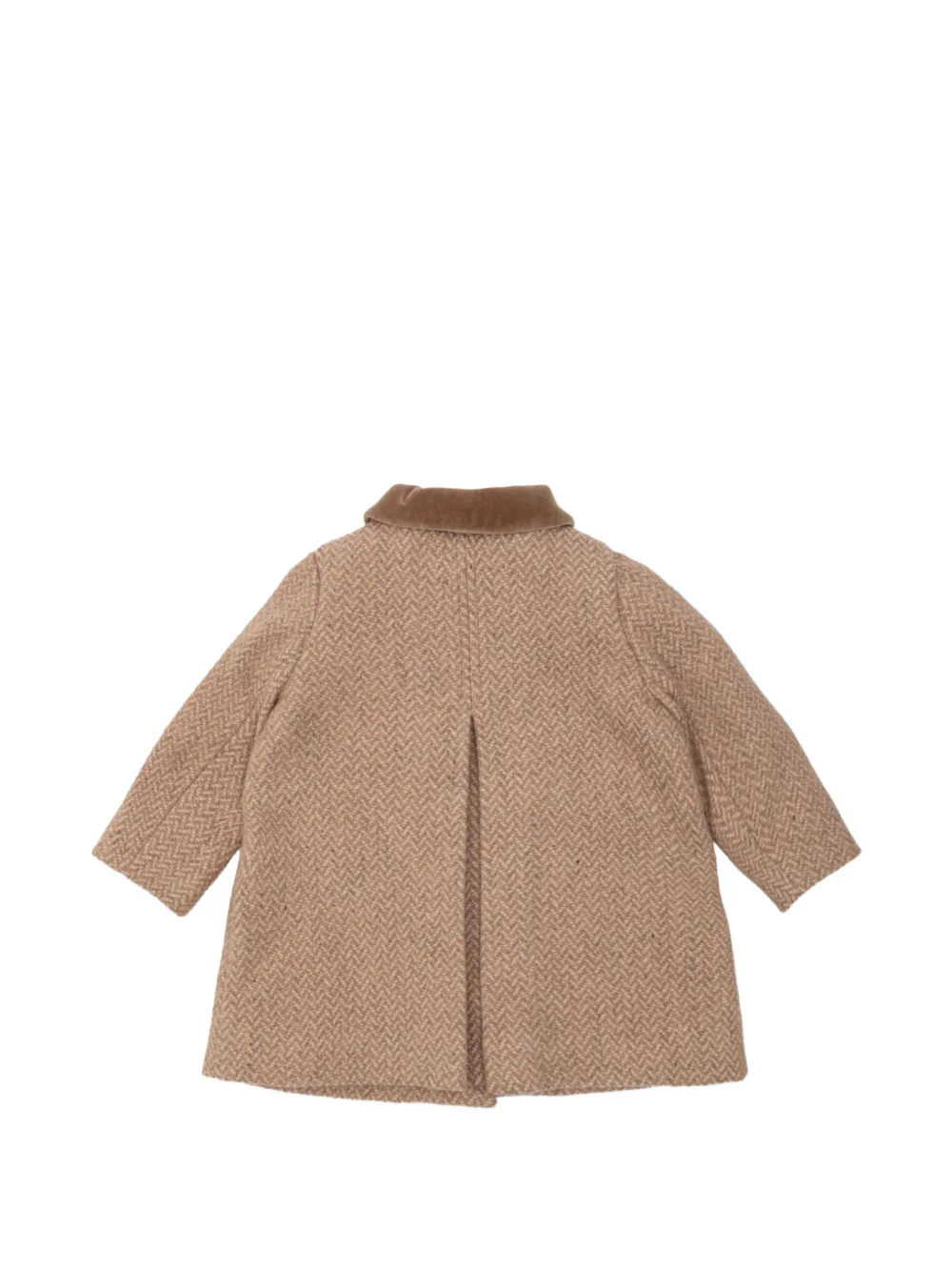 Bonpoint Mocha herringbone-pattern double-breasted coat Bruin