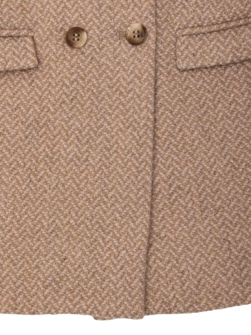 Bonpoint Mocha herringbone-pattern double-breasted coat Bruin