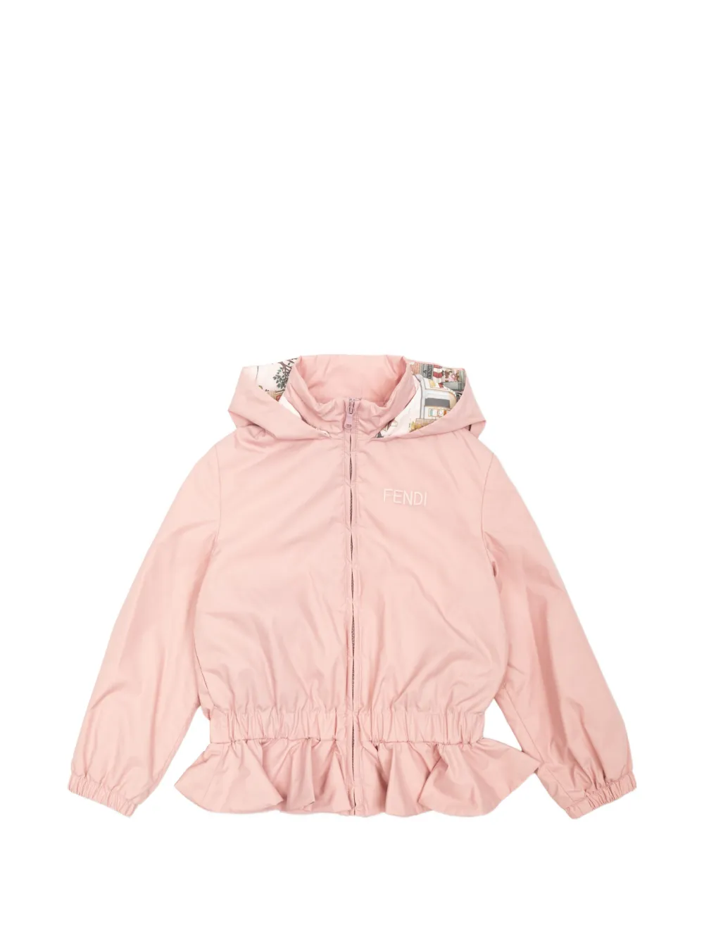 Fendi Kids ruffled hooded jacket - Rosa