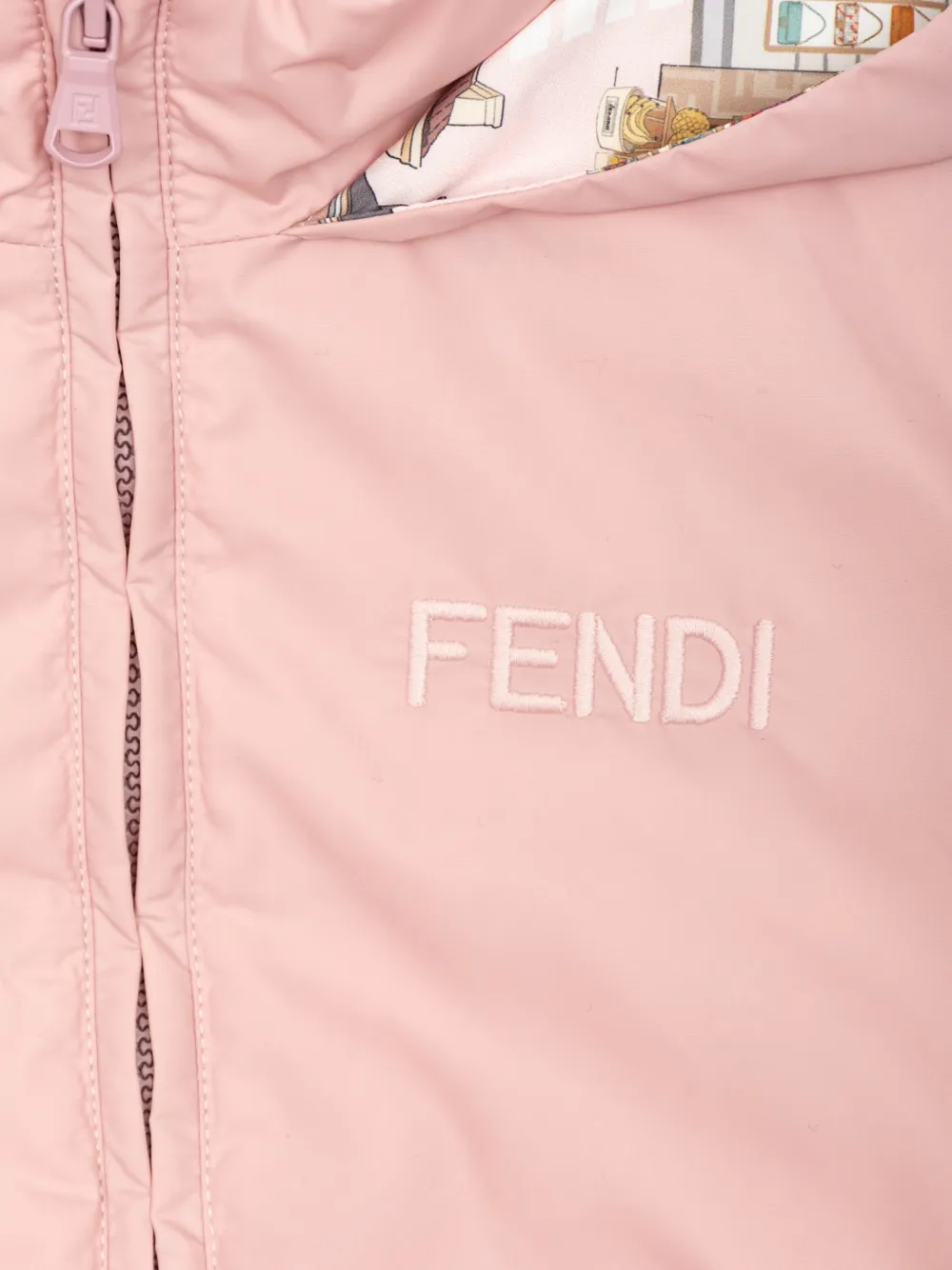 Fendi Kids ruffled hooded jacket Roze