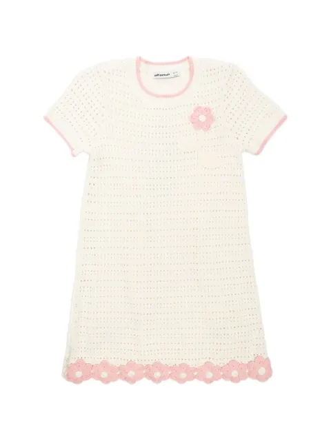 Self-Portrait Kids floral-motif knitted mini dress
