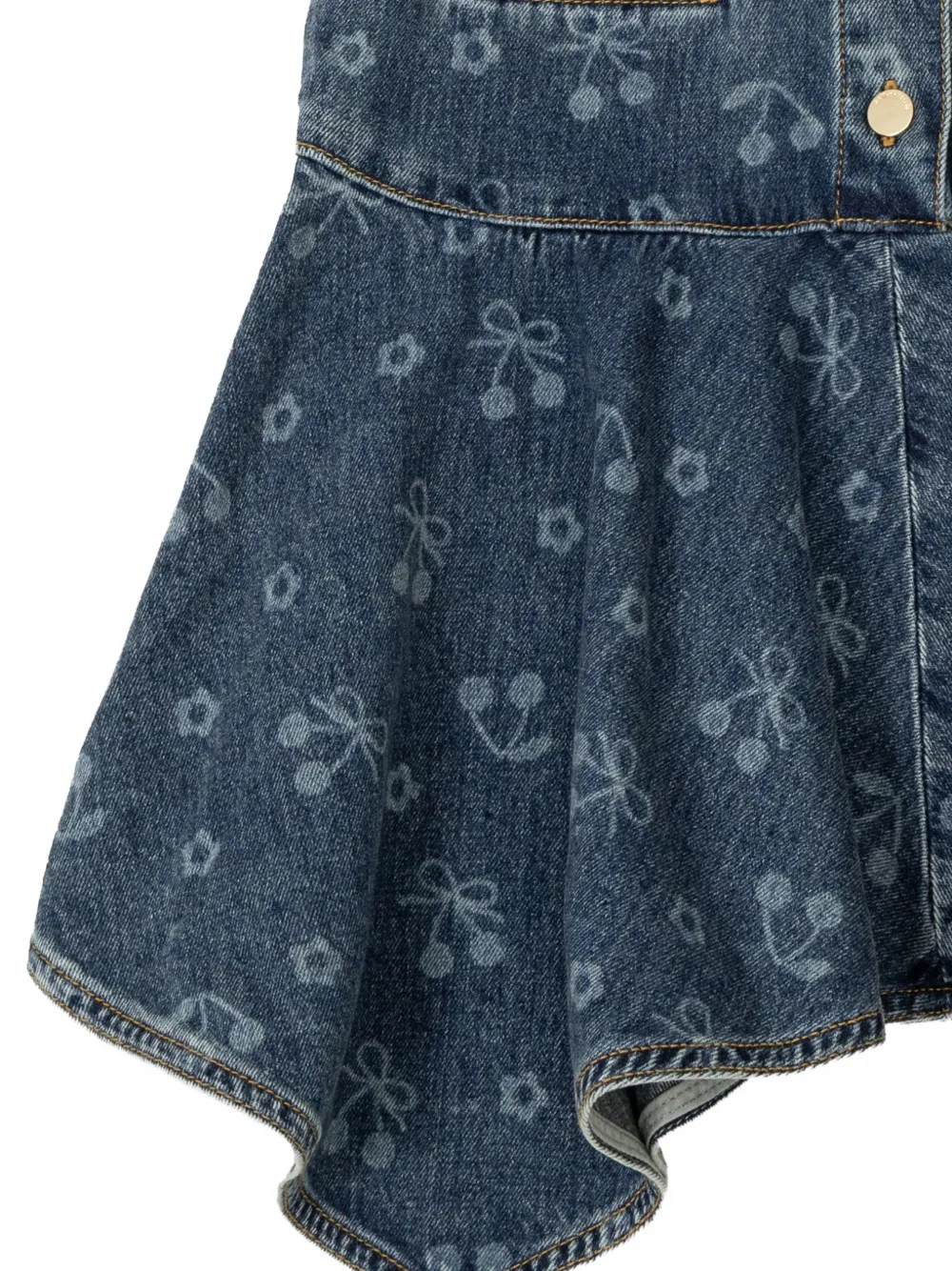 Self-Portrait Kids cherry-print denim dress Blauw