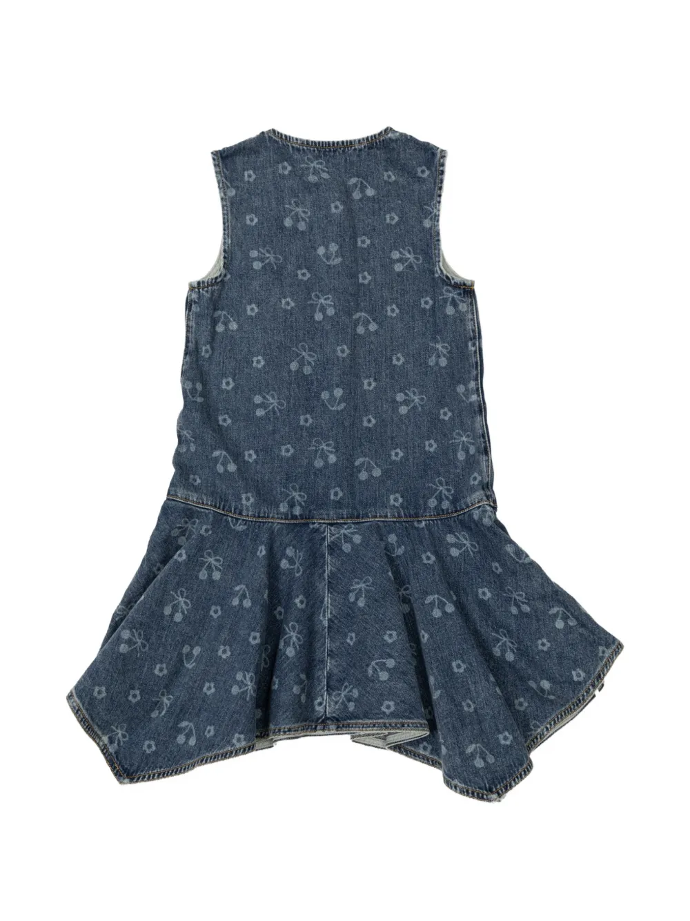 Self-Portrait Kids cherry-print denim dress Blauw