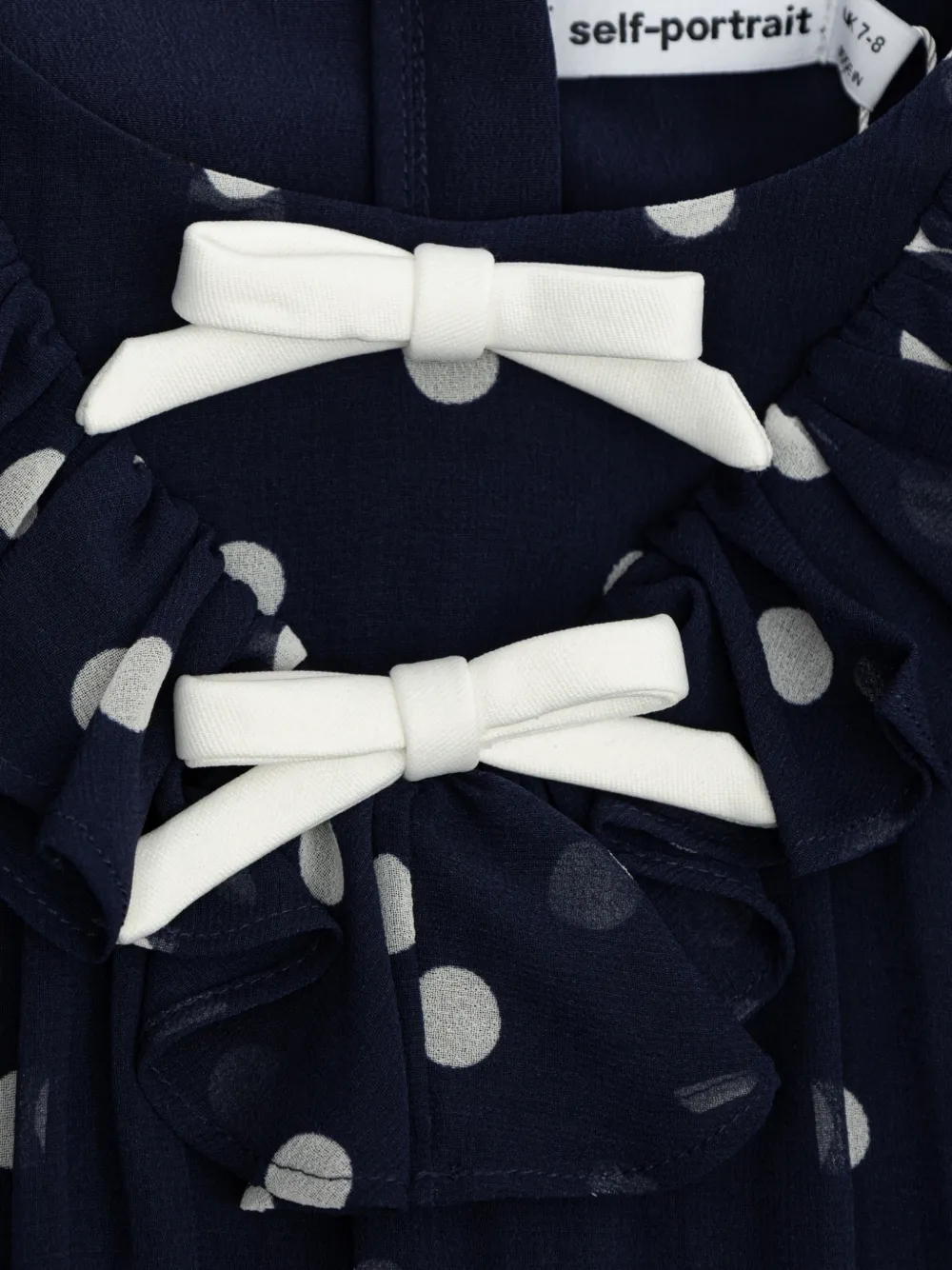 Self-Portrait Kids polka-dot ruffled dress Blauw
