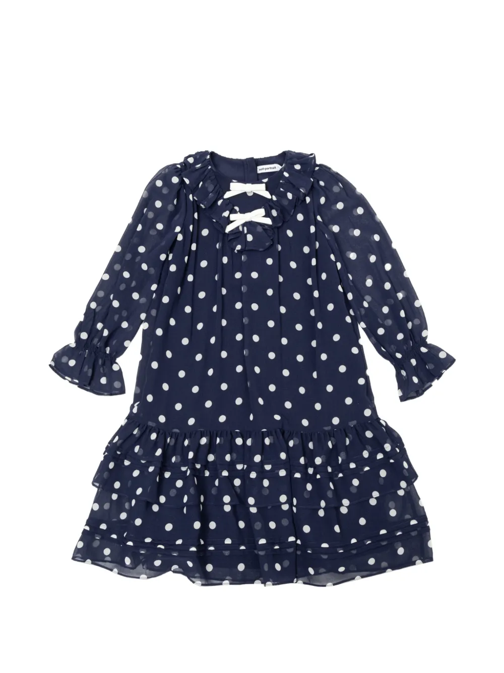 Self-Portrait Kids polka-dot ruffled dress Blauw