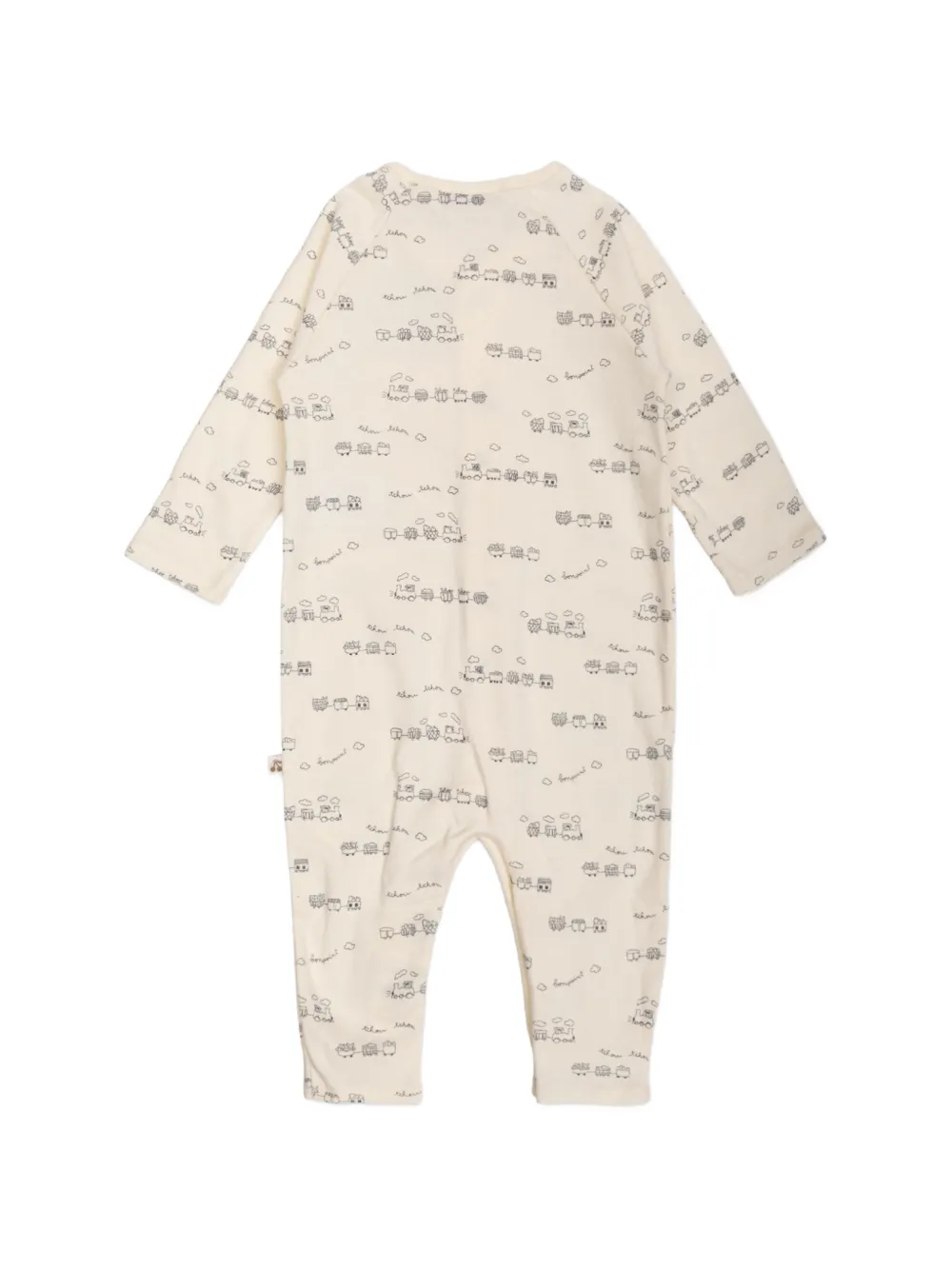 Bonpoint Georget train-print rompers Beige
