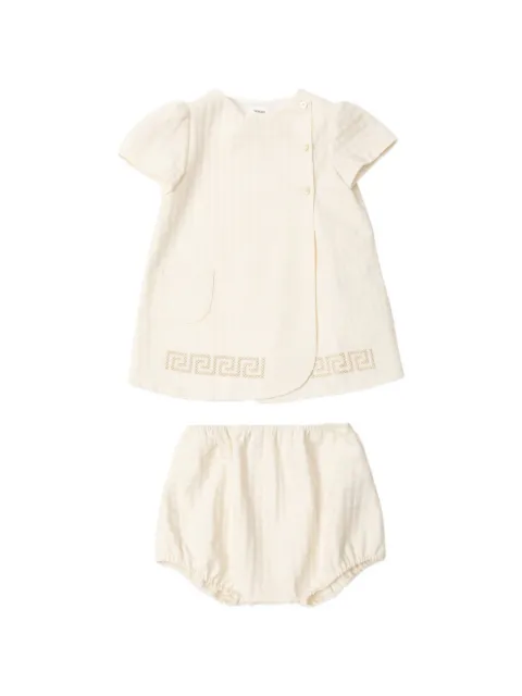 Versace Kids check-pattern jacquard-cotton dress