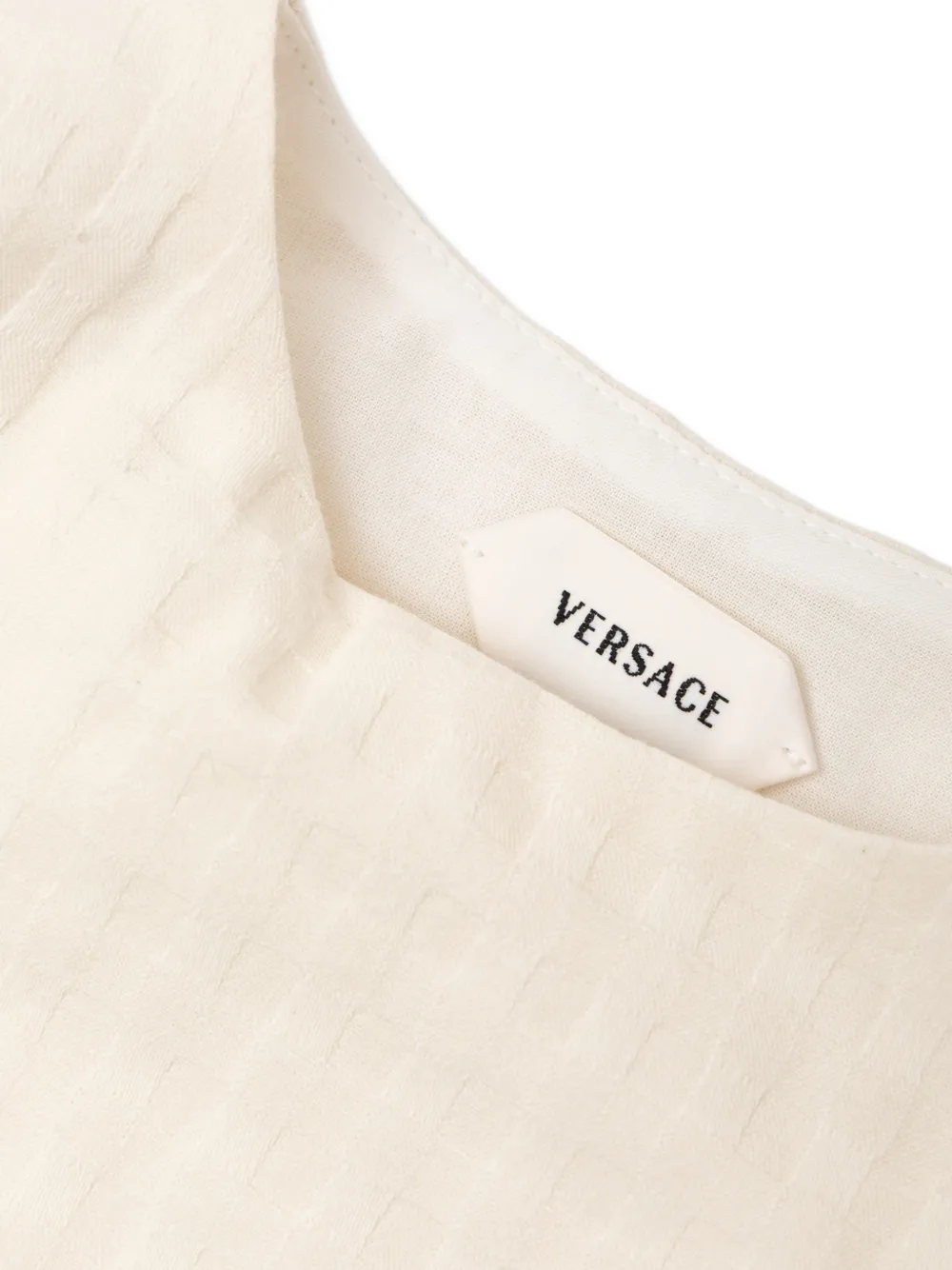 Versace Kids check-pattern jacquard-cotton dress Beige