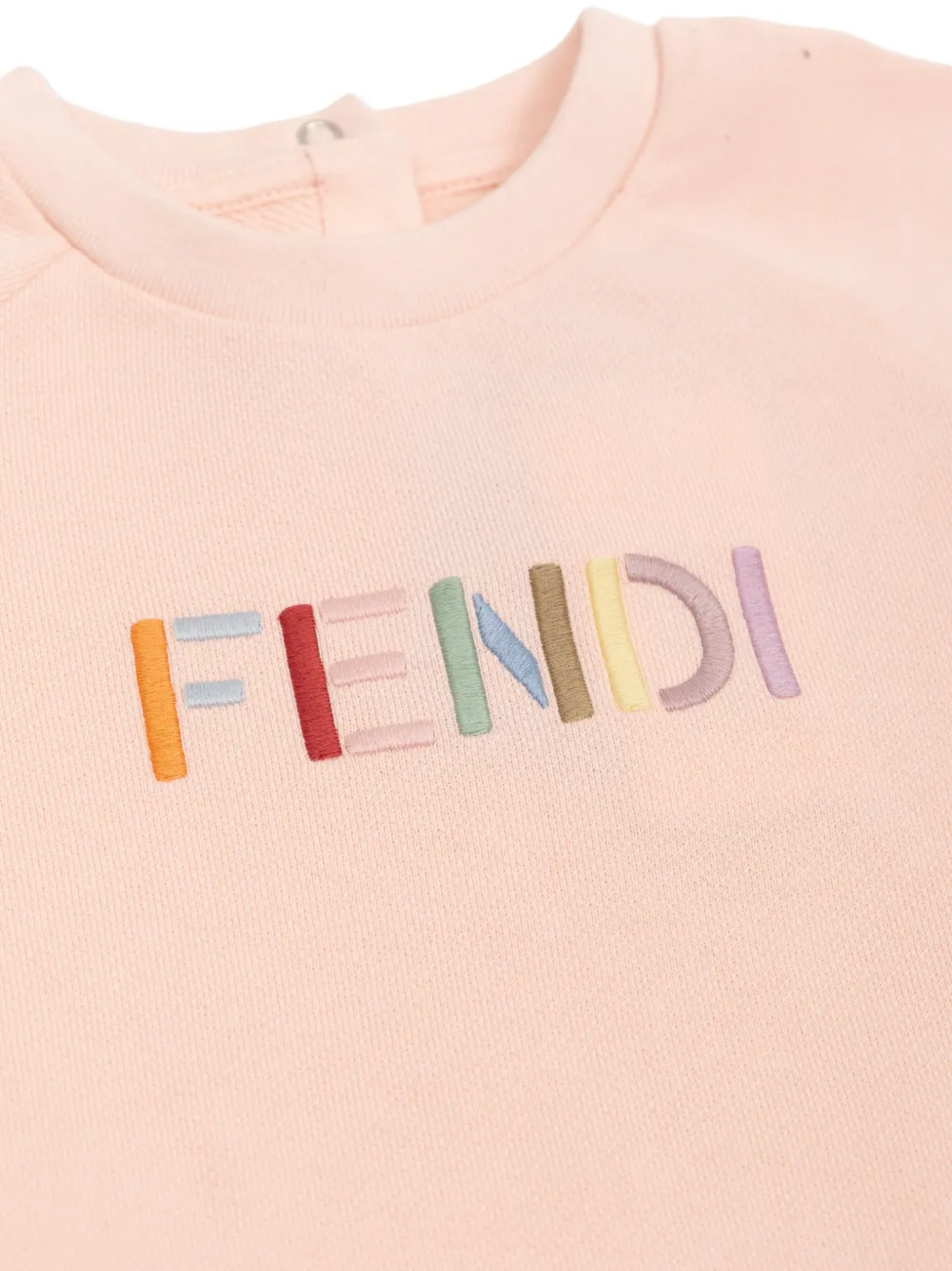 Fendi Kids logo-embroidered ruffled dress Roze