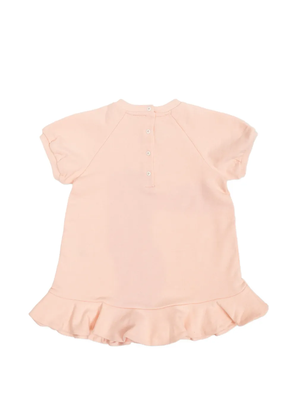 Fendi Kids logo-embroidered ruffled dress Roze