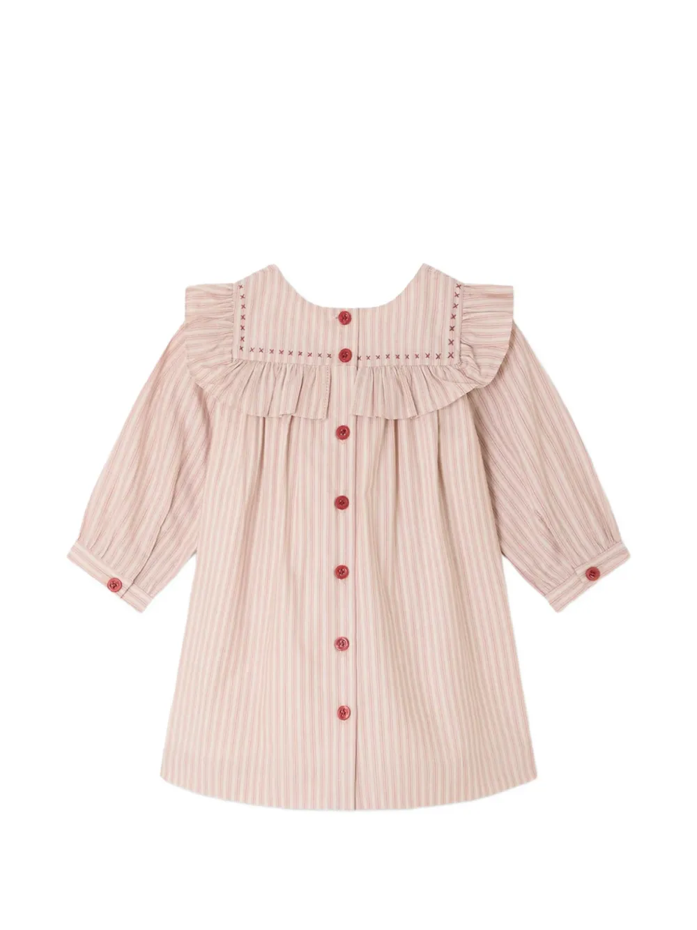Bonpoint Meiki ruffled striped dress - Nude