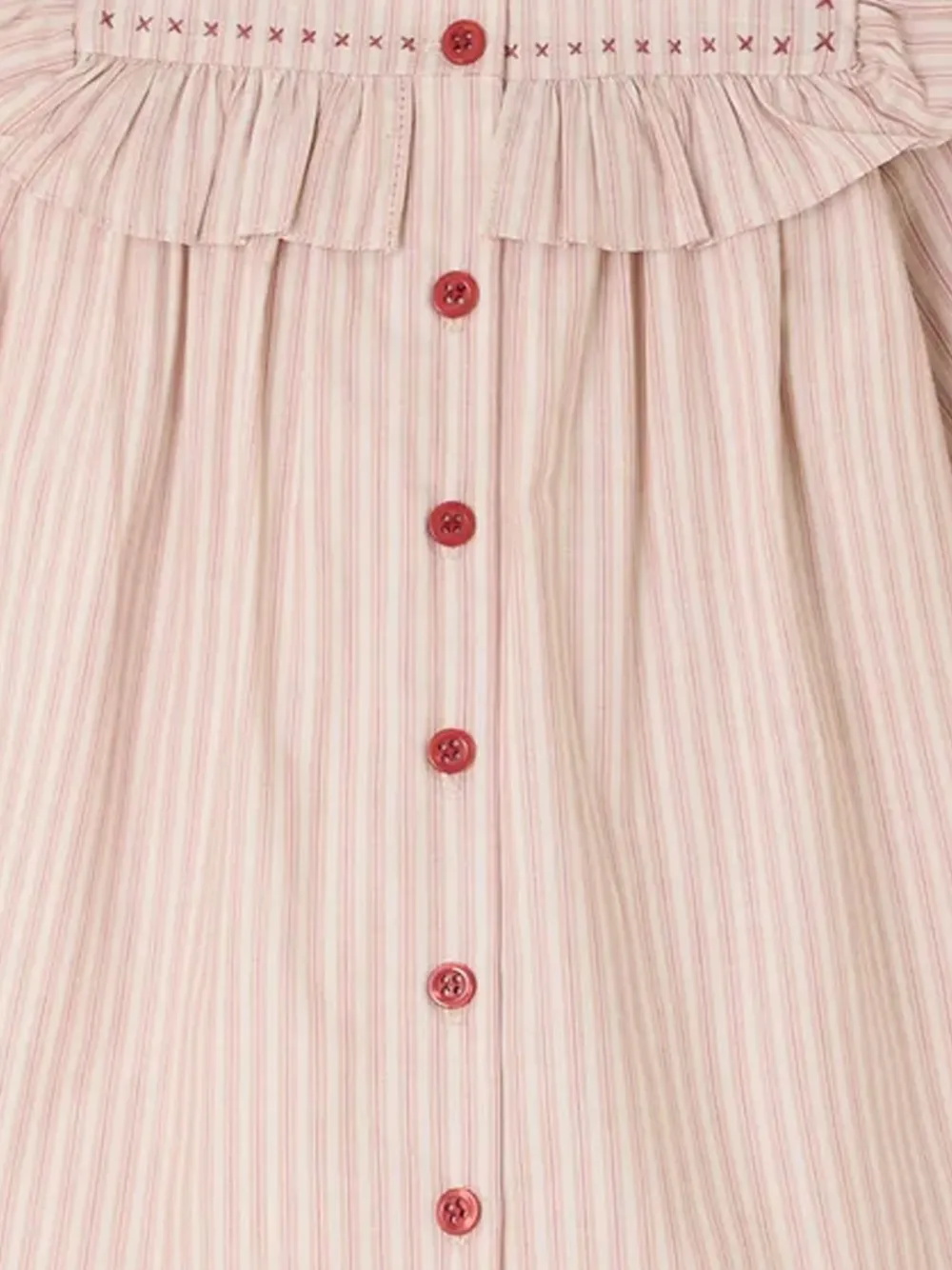 Bonpoint Meiki gestreepte jurk met ruches Beige