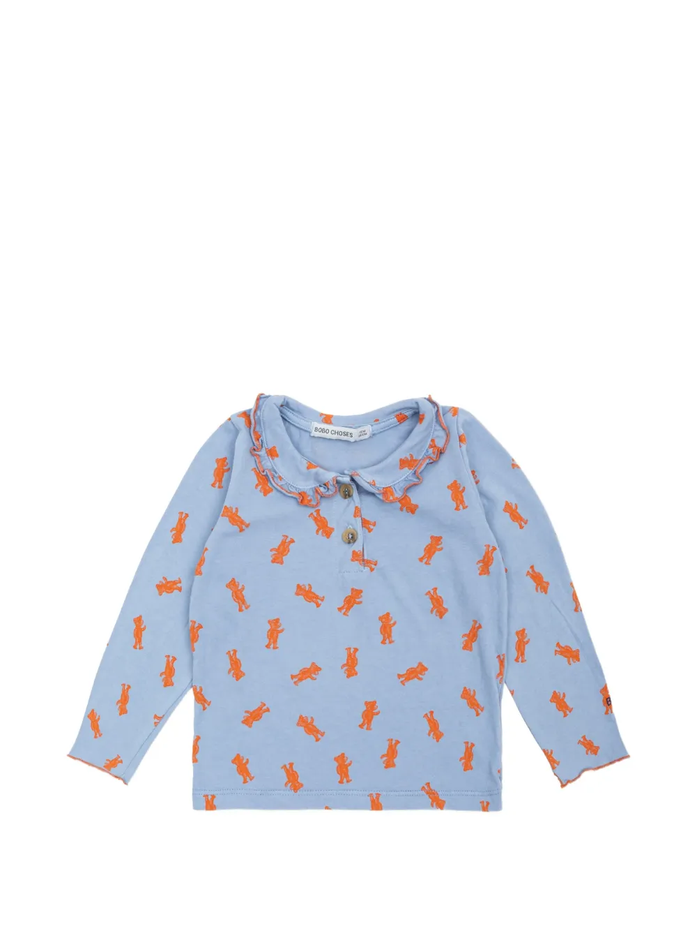 Bobo Choses Poloshirt met ruches en beerprint Blauw