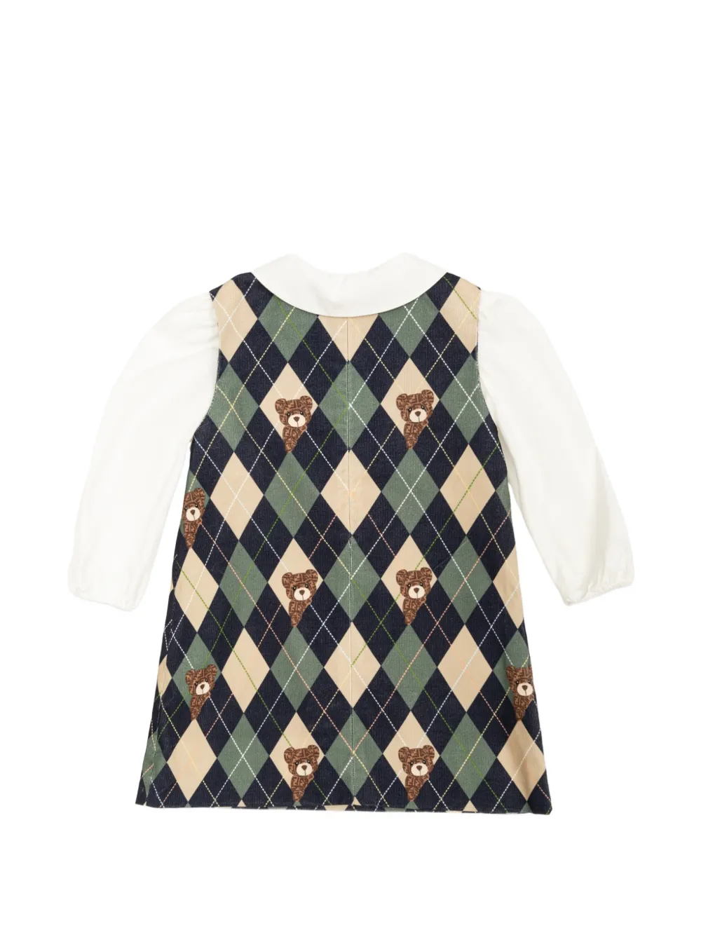 Fendi Kids argyle-pattern cotton dress Beige