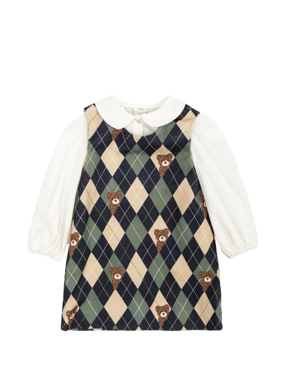 Fendi Kids argyle-pattern cotton dress - Toni neutri