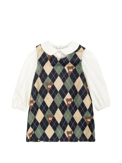 Fendi Kids argyle-pattern cotton dress