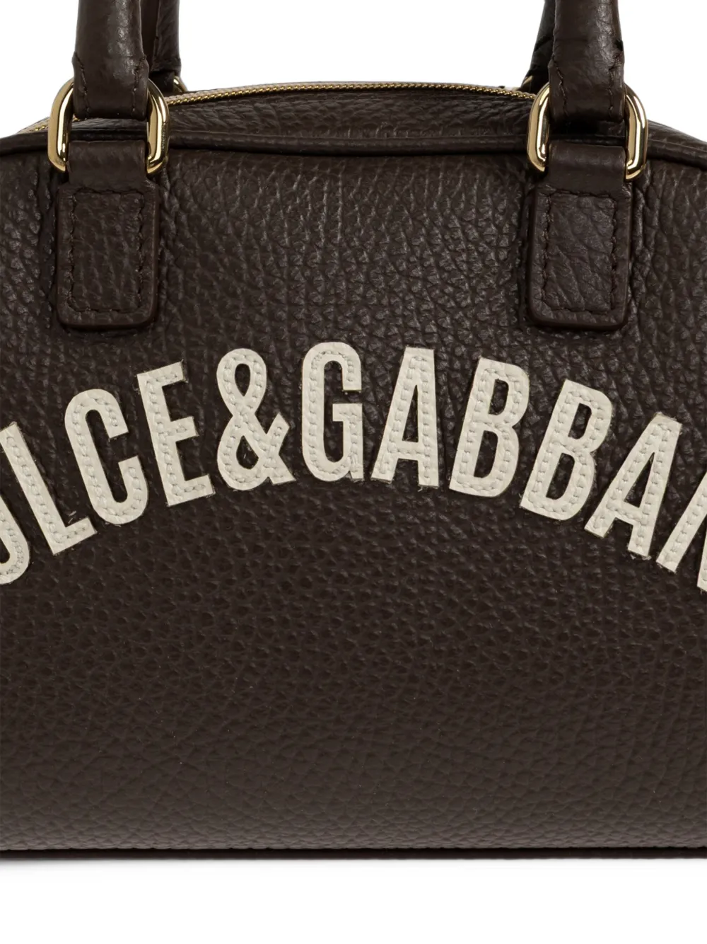 Dolce & Gabbana Kids logo-patch leather tote bag Bruin