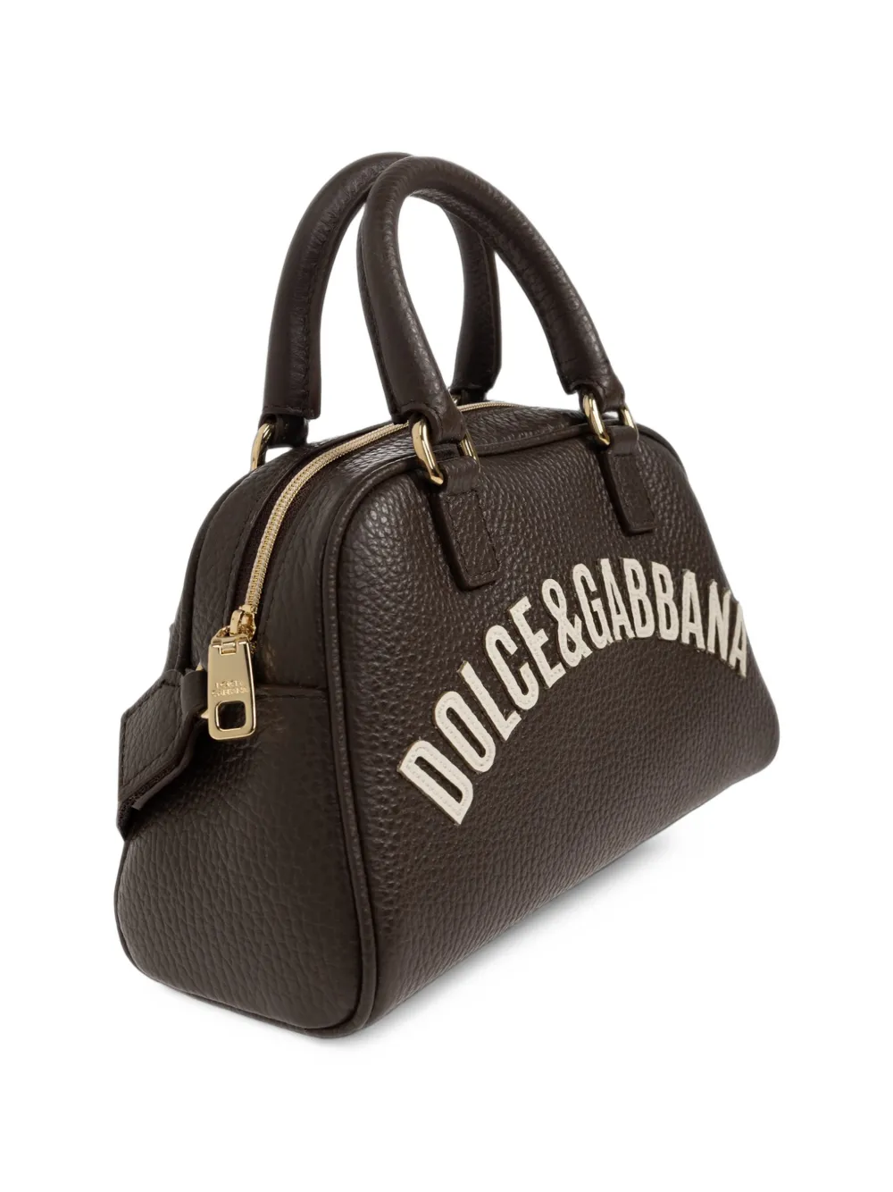 Dolce & Gabbana Kids logo-patch leather tote bag Bruin