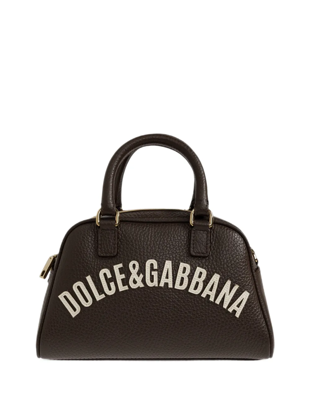 Dolce & Gabbana Kids Tote Bag aus Leder mit Logo-Patch - Braun