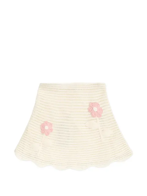 Self-Portrait Kids floral-motif knitted mini skirt