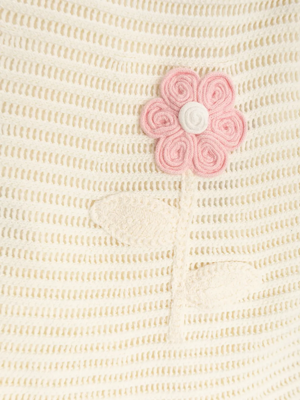 Self-Portrait Kids floral-motif knitted mini skirt Beige