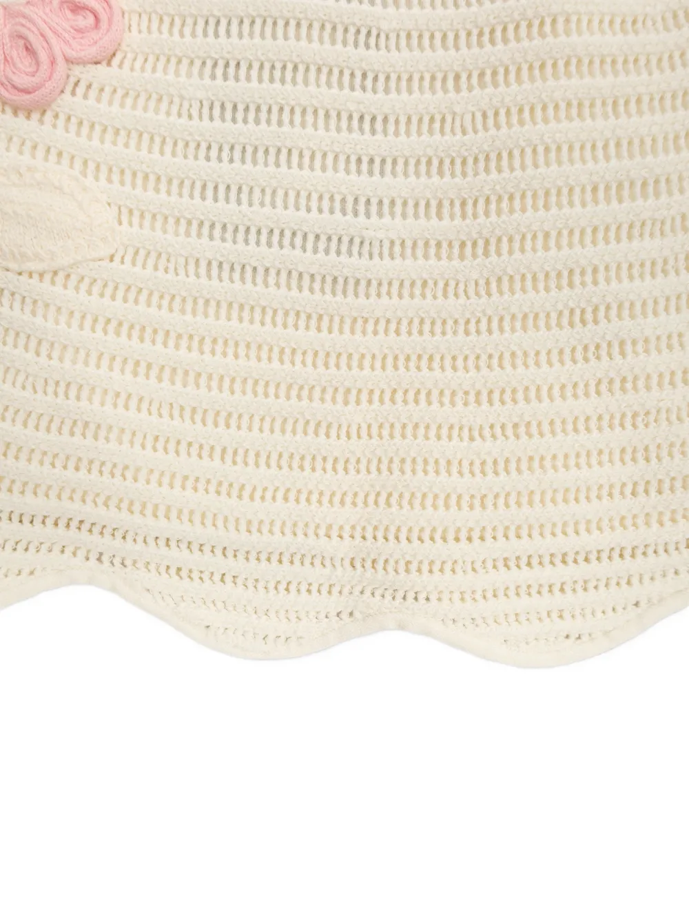 Self-Portrait Kids floral-motif knitted mini skirt Beige