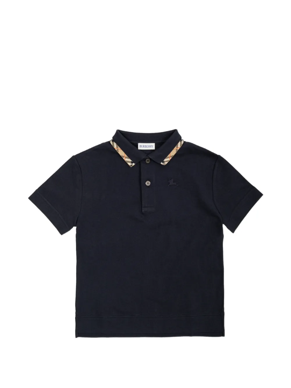 Burberry Kids check-trim logo-embroidered polo shirt - Blu
