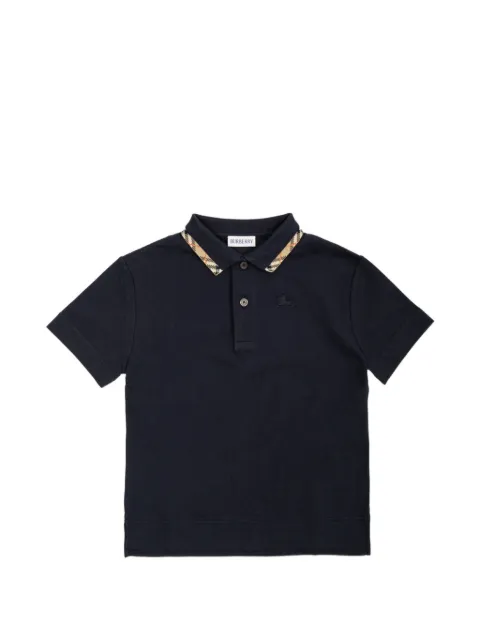 Burberry Kids playera tipo polo con ribete de cuadros