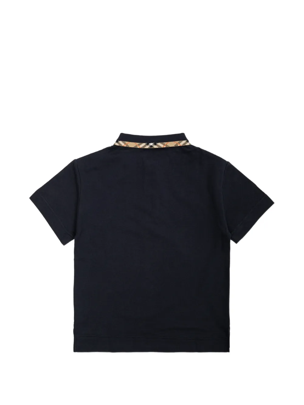 Burberry Kids Poloshirt met geruite afwerking en geborduurd logo Blauw