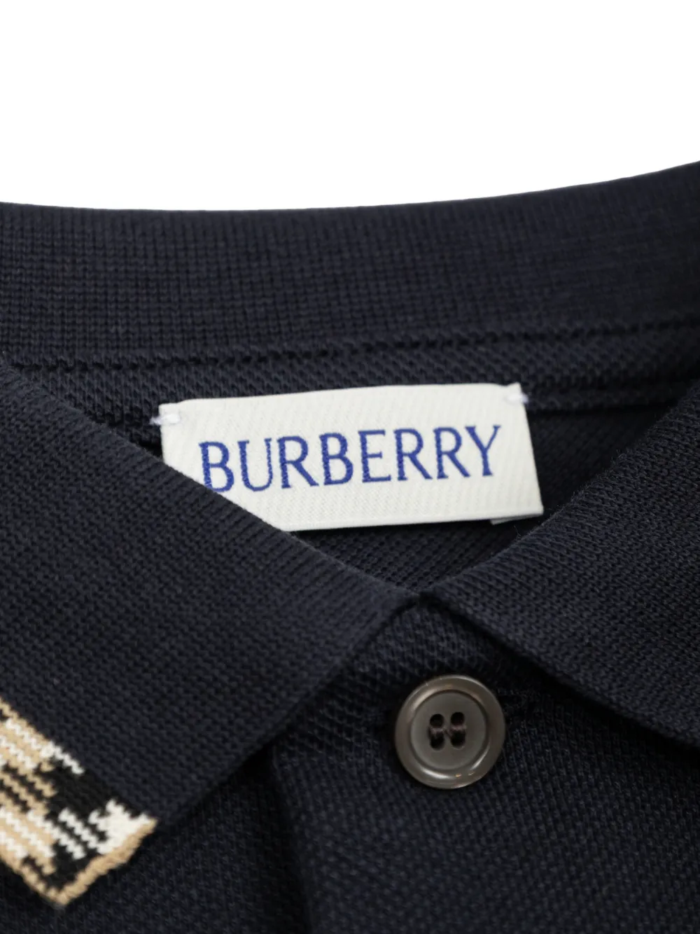 Burberry Kids Poloshirt met geruite afwerking en geborduurd logo Blauw