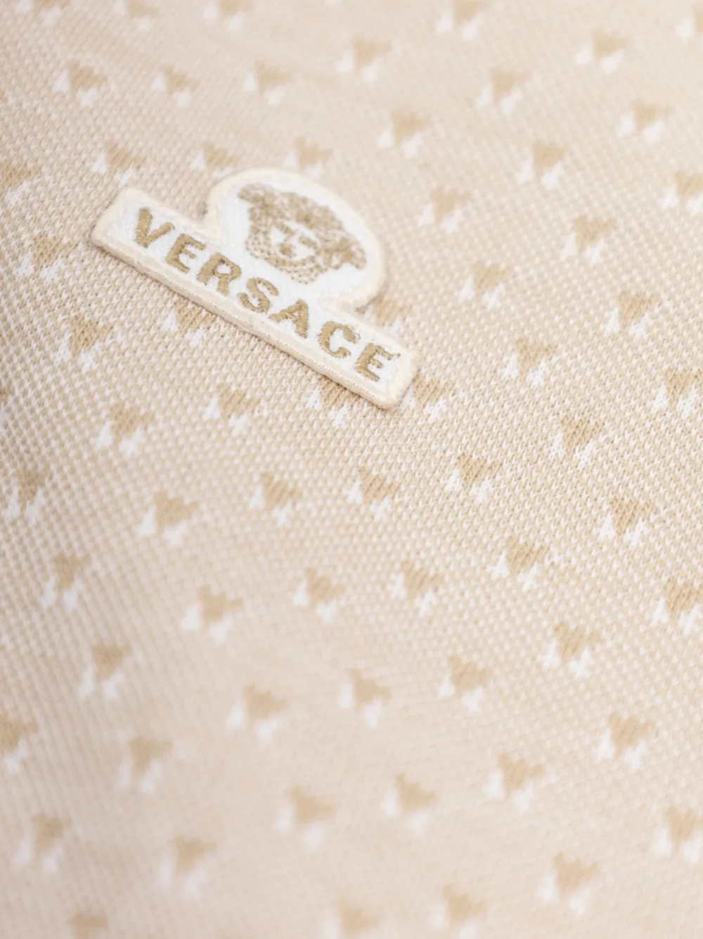 Versace Kids logo-patch polo shirt Beige