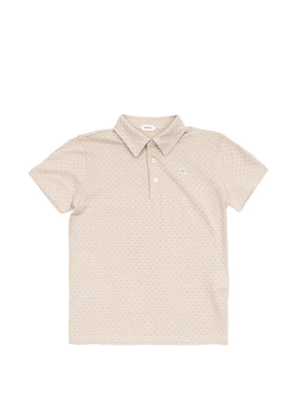 Versace Kids logo-patch polo shirt Beige