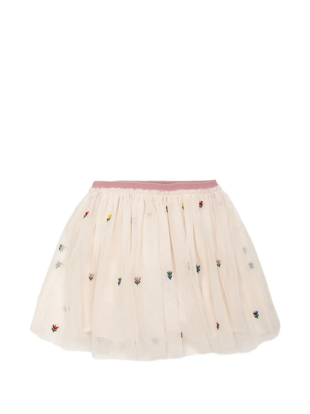 Stella McCartney Kids Rok met bloe borduursel Beige