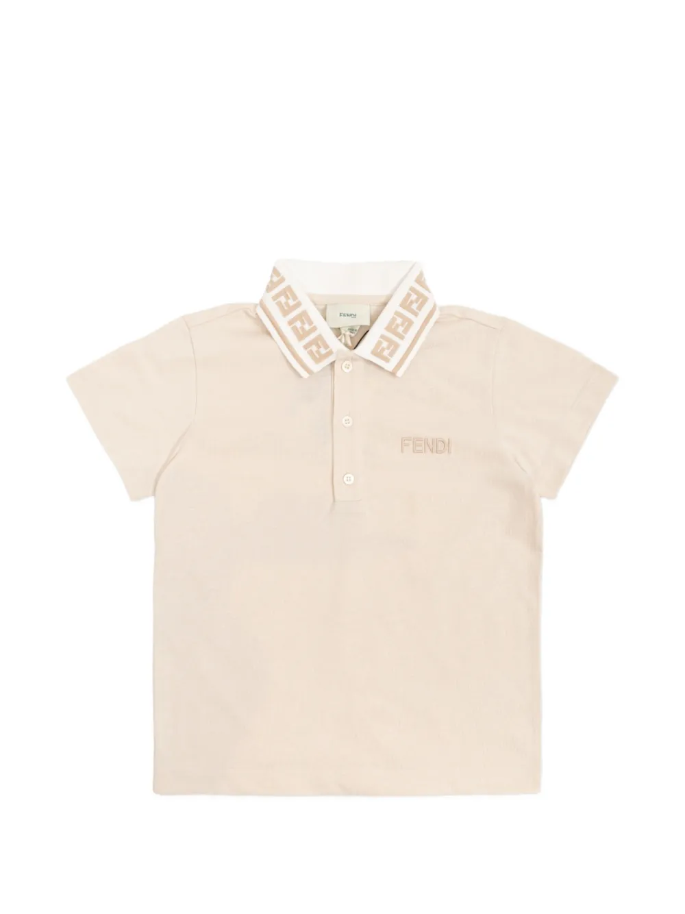 Fendi Kids FF logo embroidered polo shirt - Toni neutri