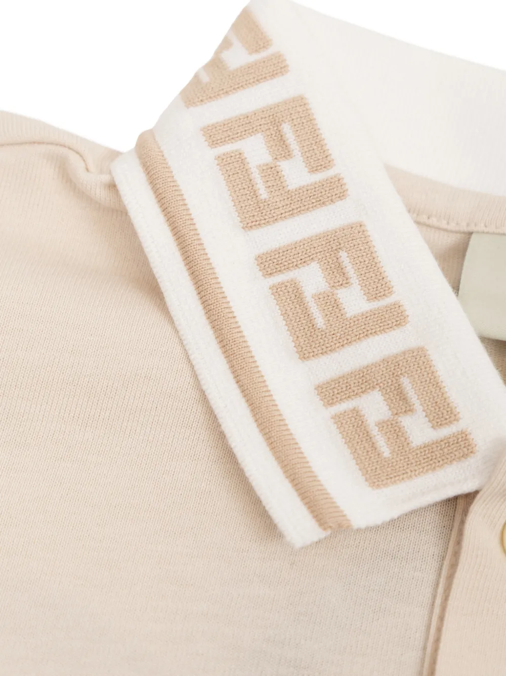 Fendi Kids FF logo embroidered polo shirt Beige