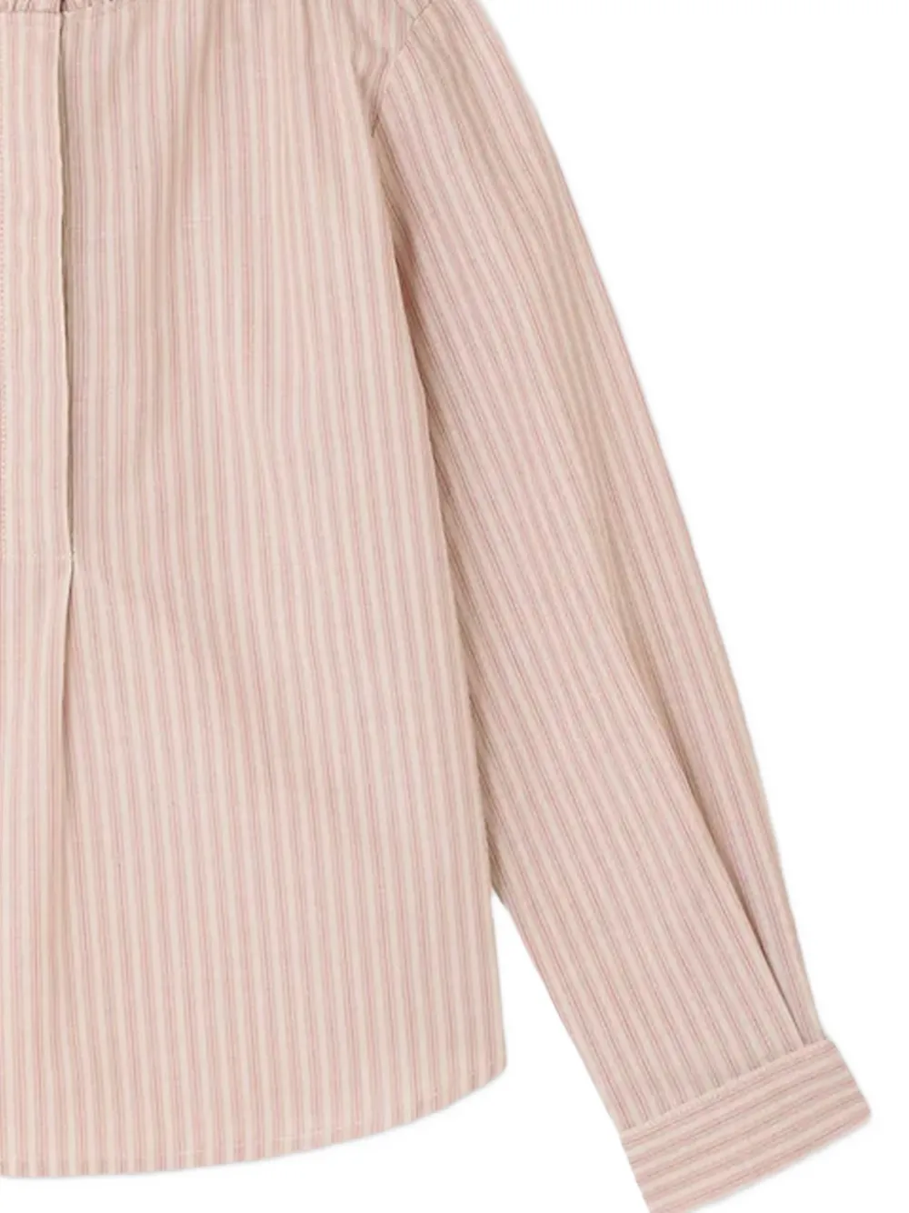 Bonpoint Murgundy ruffled-collar striped blouse Beige