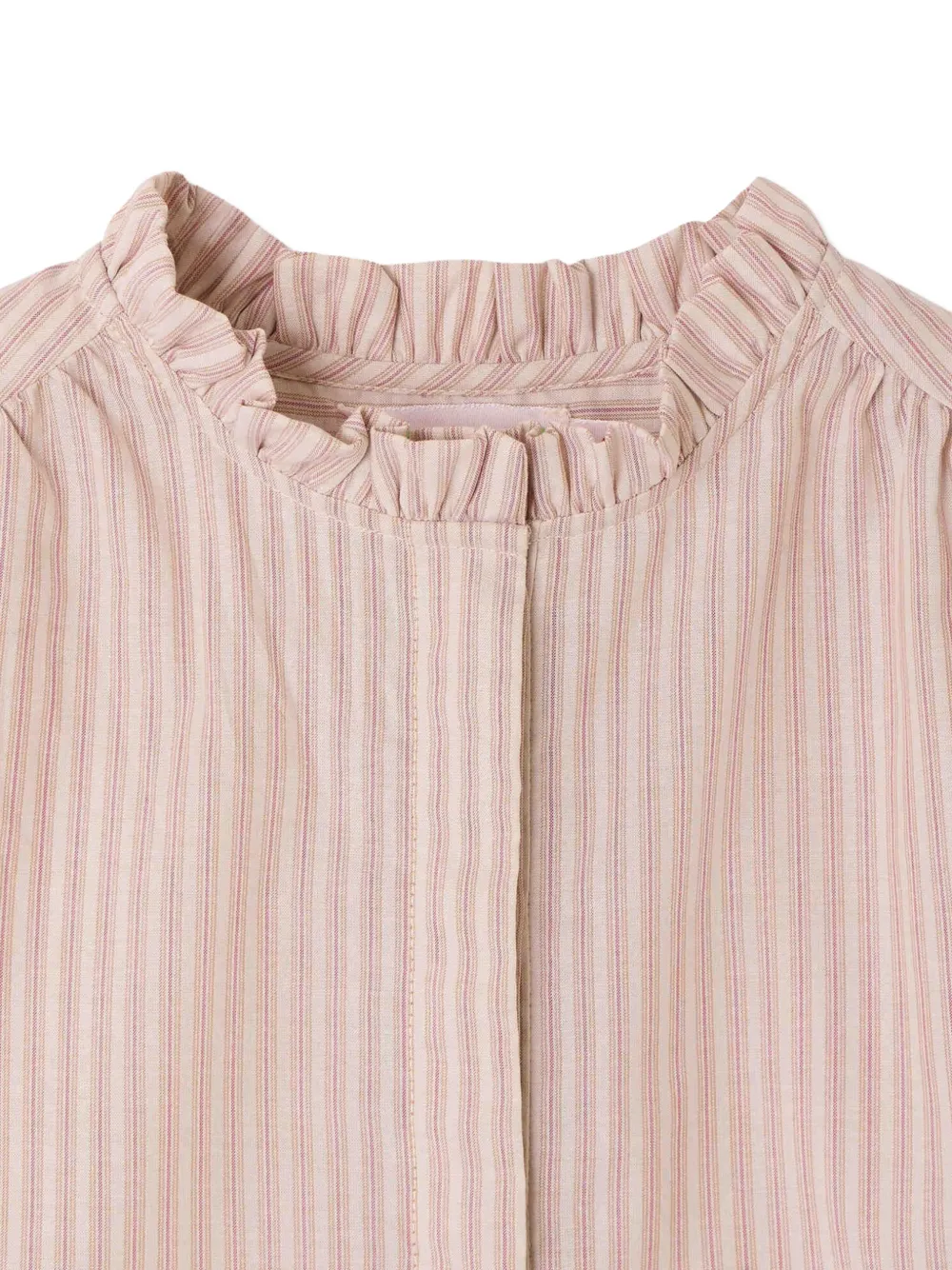Bonpoint Murgundy ruffled-collar striped blouse Beige
