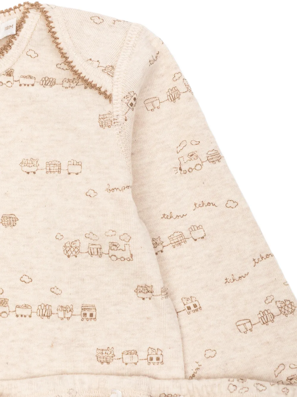 Bonpoint Timini train-print cotton pyjamas Beige