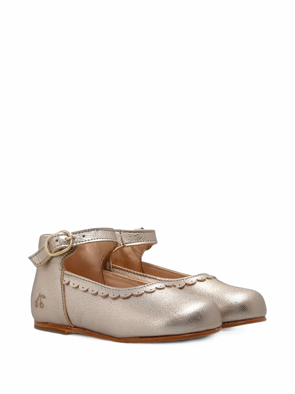 Bonpoint Monika scalloped buckled ballet flats - Gold