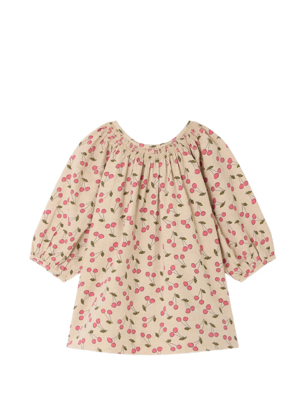 Bonpoint Muce cherry-print mini dress Beige