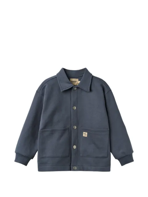 WHEAT Carmine logo-patch shirt