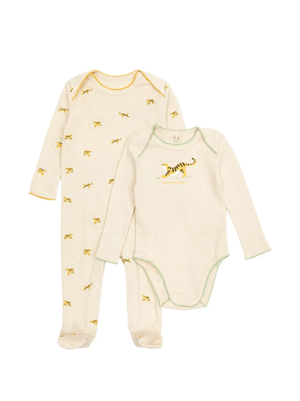 Stella McCartney Kids tiger-print sleepsuits (set of two) - Nude