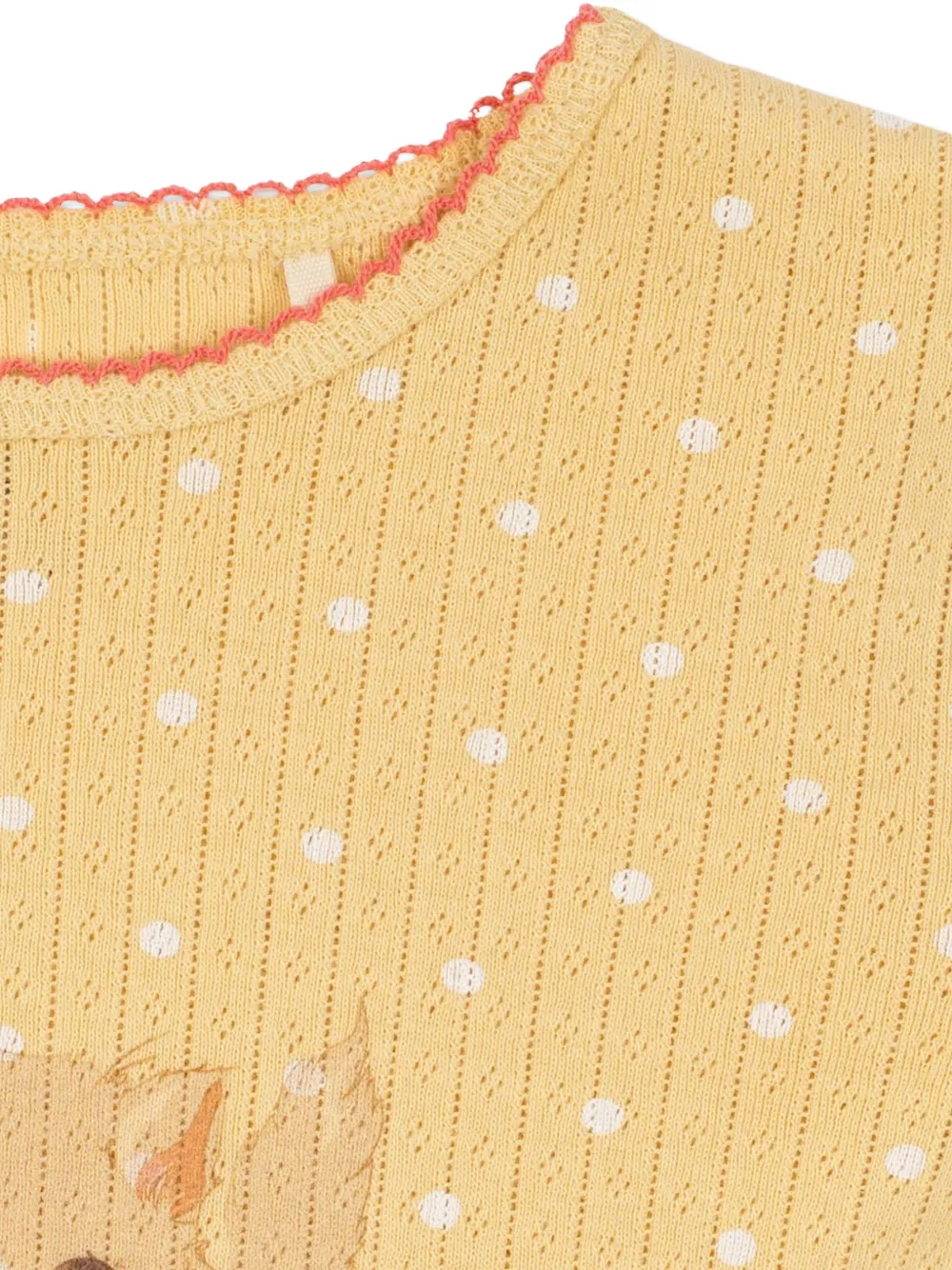 Konges Sløjd Minnie pointelle gebreid T-shirt met stippen Geel