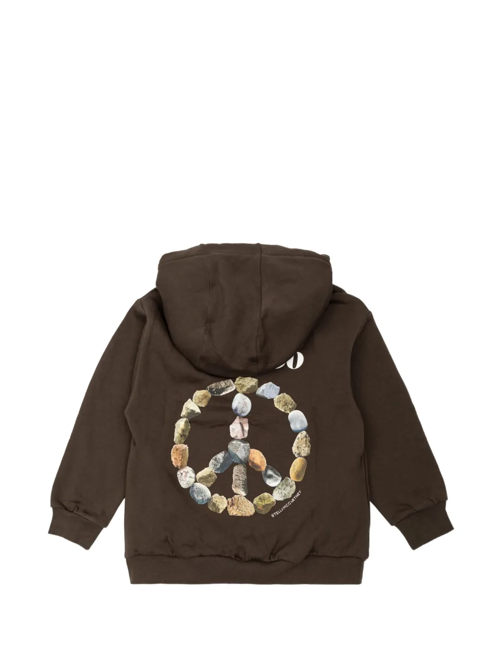 Stella McCartney Kids Hoodie met rits en vredesteken Bruin