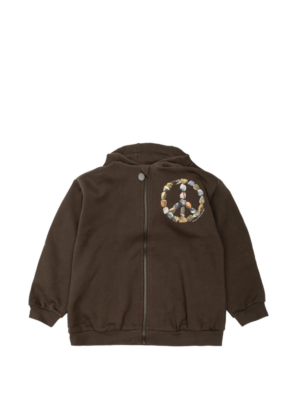 Stella McCartney Kids Hoodie met rits en vredesteken Bruin