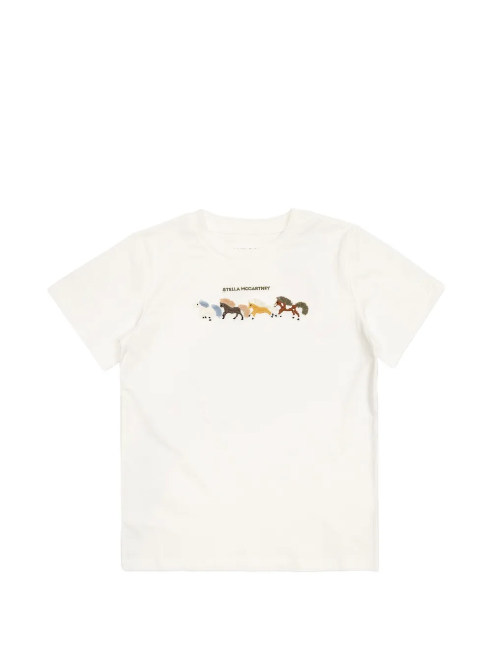 Stella McCartney Kids T-shirt met borduurwerk en paardenprint Wit